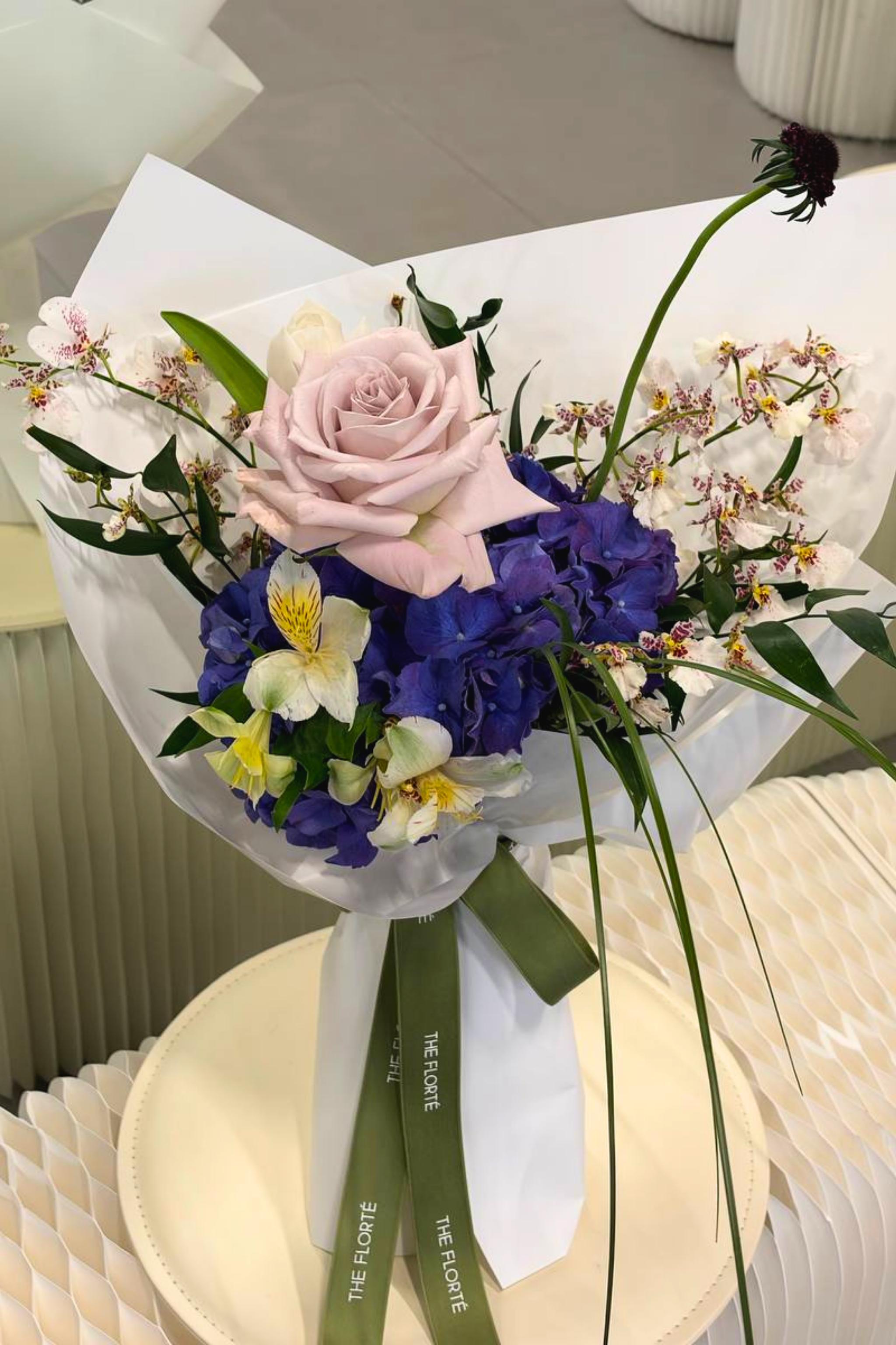 soft pastel Mother's Day flower bouquet menta rose oncidium Singapore florist