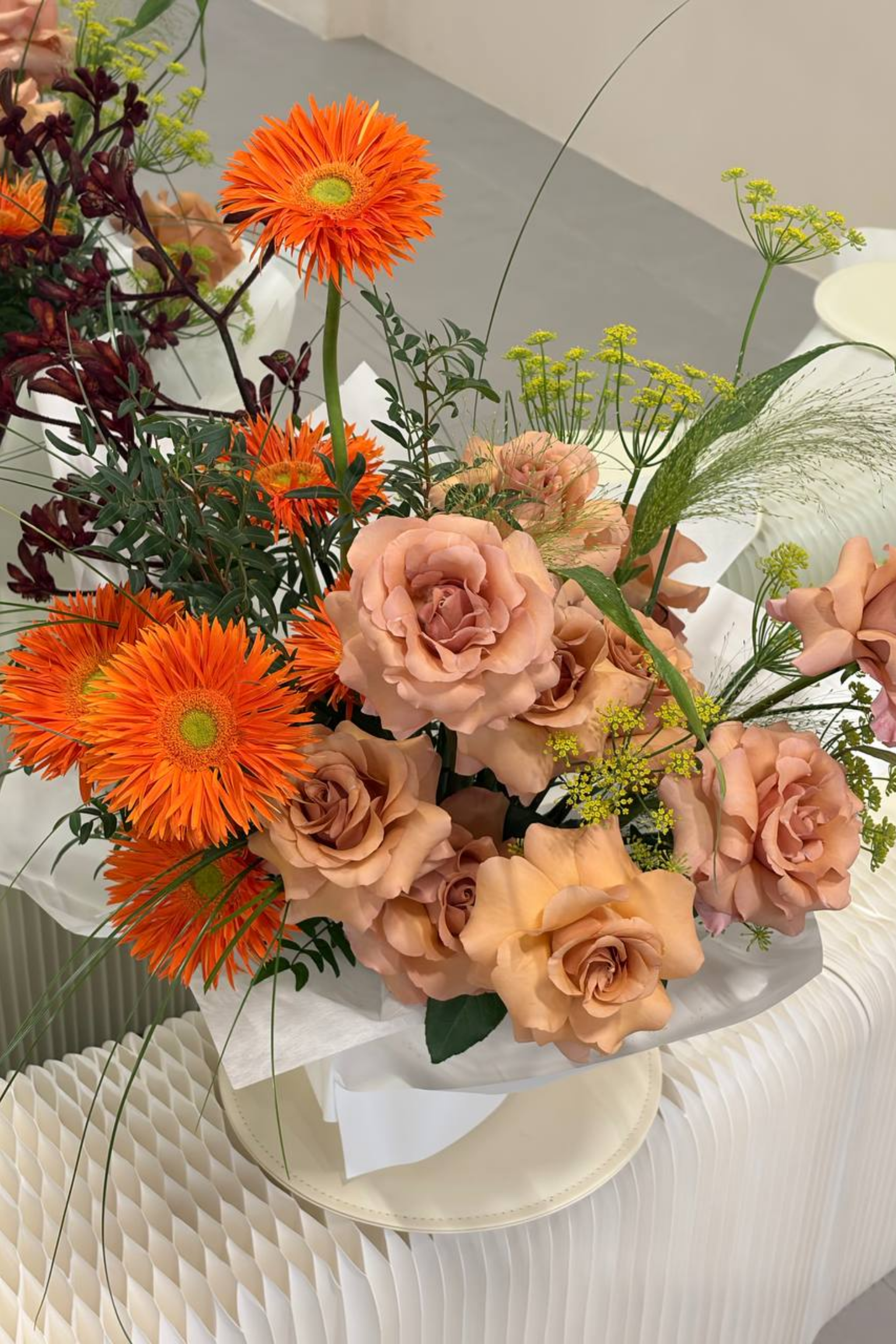 warm orange yellow flower vase Mother's Day gift Singapore delivery