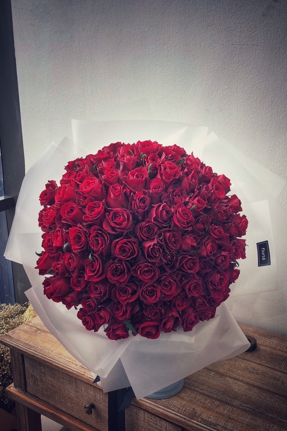 The Florté Florte | 99 Roses Forever & Always Bouquet, Red Kenya Rose, Premium Bouquet, Large Bouquet, Red Roses, 99 Roses, Premium Flowers, Best Flowers Singapore, Best Florist Singapore, Best Online Florist, Roses Only, Love