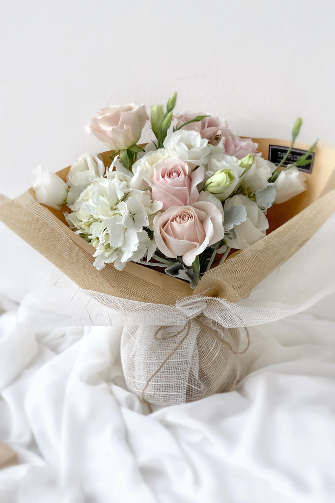 The Florté Florte | Blush Chic, Bouquet, Hydrangea, Rose, Menta Rose, Blush Pink, Dahlia, Best Flowers Singapore, Best Florist Singapore, Best Online Florist